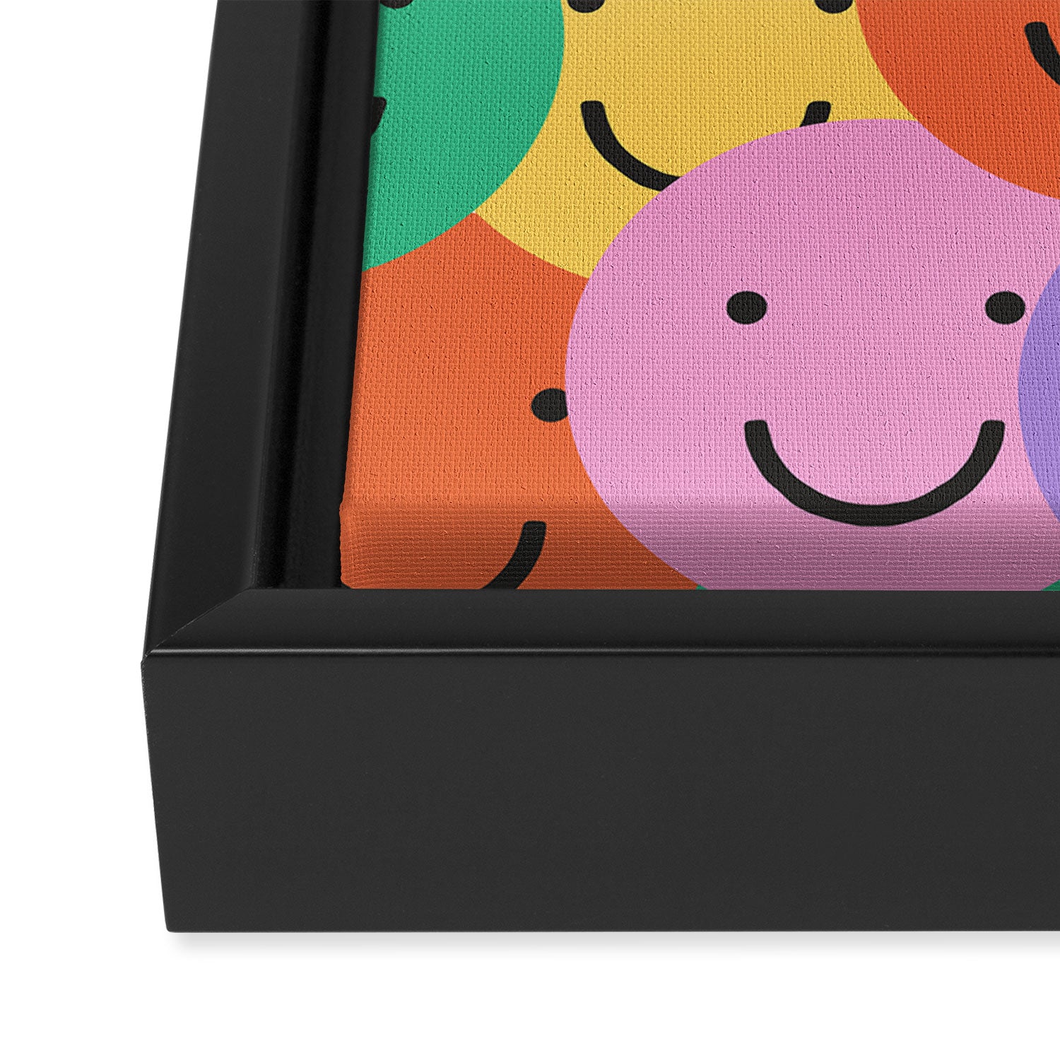 Colorful happy smiling face pattern Framed Canvas Print Gallery Image 3