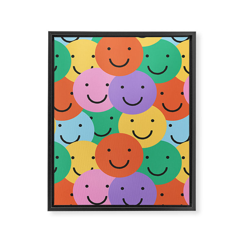 Colorful happy smiling face pattern Framed Canvas Print Gallery Image 8