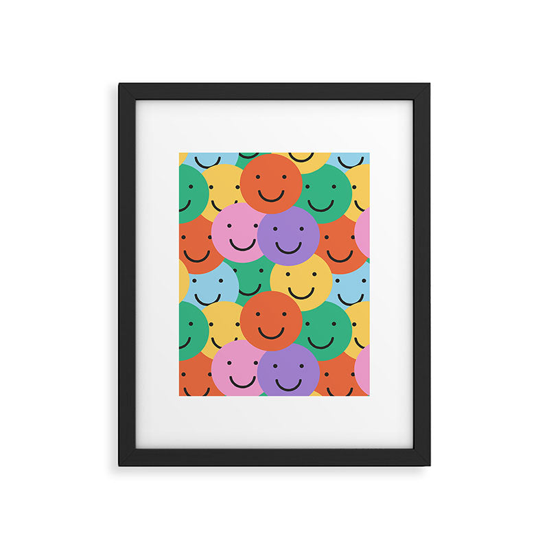 Colorful happy smiling face pattern Framed Art Print Gallery Image 6