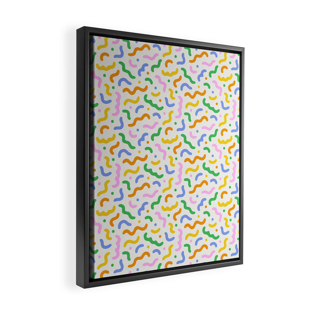Colorful line doodle art pattern Framed Canvas Print Gallery Image 2