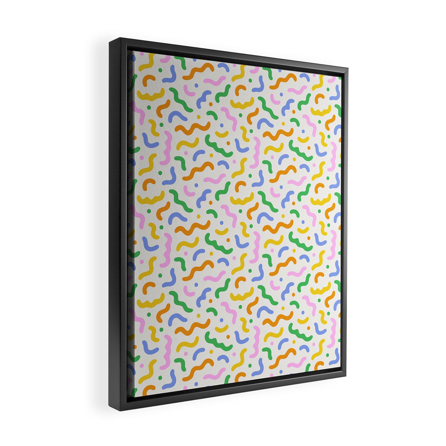Colorful line doodle art pattern Framed Canvas Print Gallery Image 2