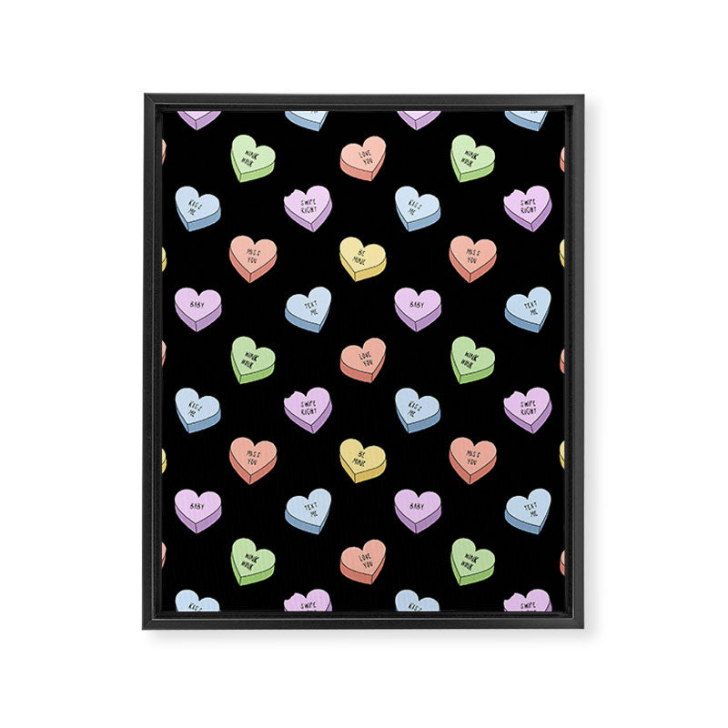 Colorful love heart candy pattern Framed Canvas Print Gallery Image 8