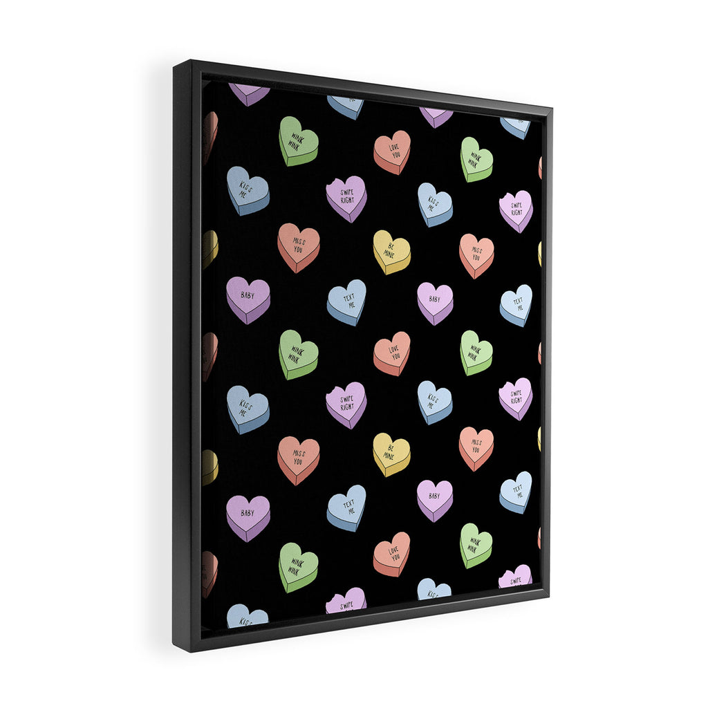 Colorful love heart candy pattern Framed Canvas Print Gallery Image 2