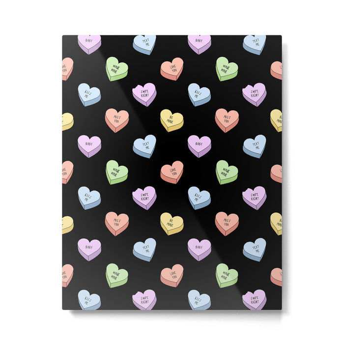Colorful love heart candy pattern Metal Print Gallery Image 1
