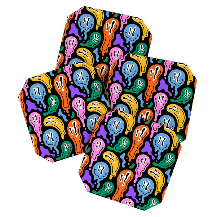 Colorful melted happy face pattern Coaster Gallery Image 1