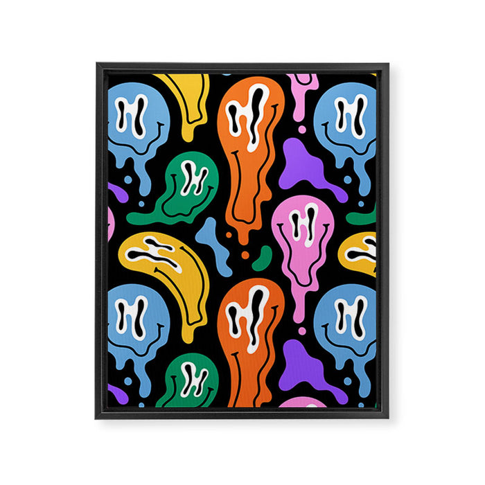 Colorful melted happy face pattern Framed Canvas Print Gallery Image 1