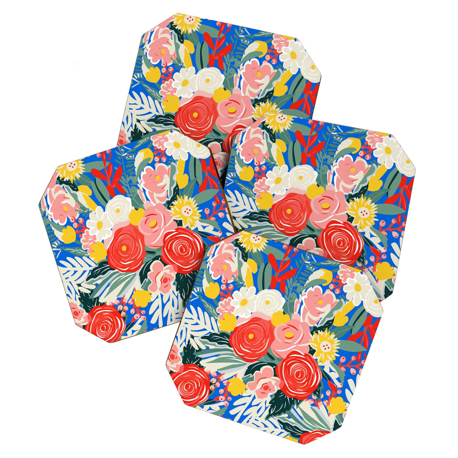 Colorful nature flower art pattern Coaster Gallery Image 1
