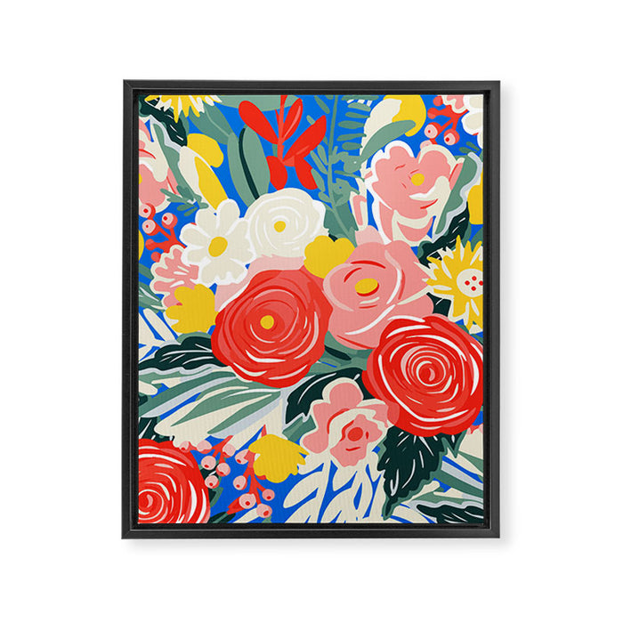Colorful nature flower art pattern Framed Canvas Print Gallery Image 1