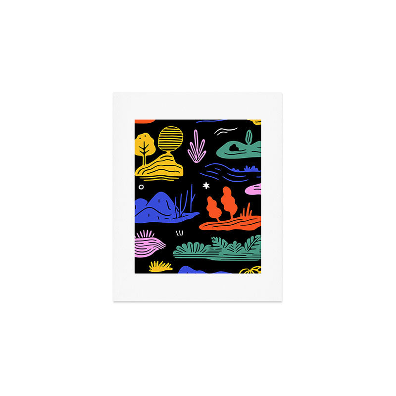 Colorful nature landscape doodle pattern Art Print Gallery Image 1