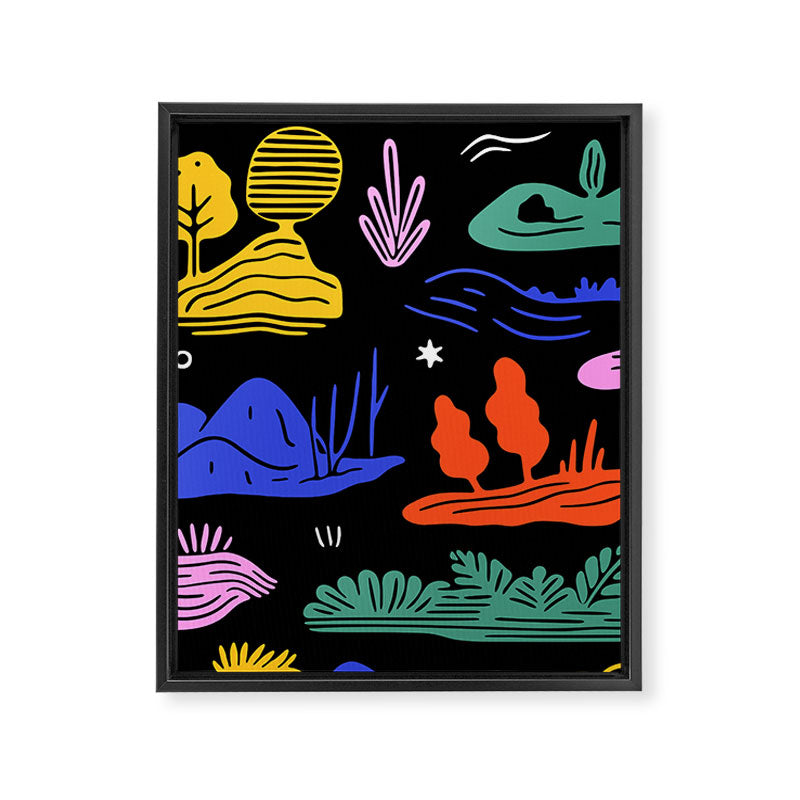 Colorful nature landscape doodle pattern Framed Canvas Print Gallery Image 8