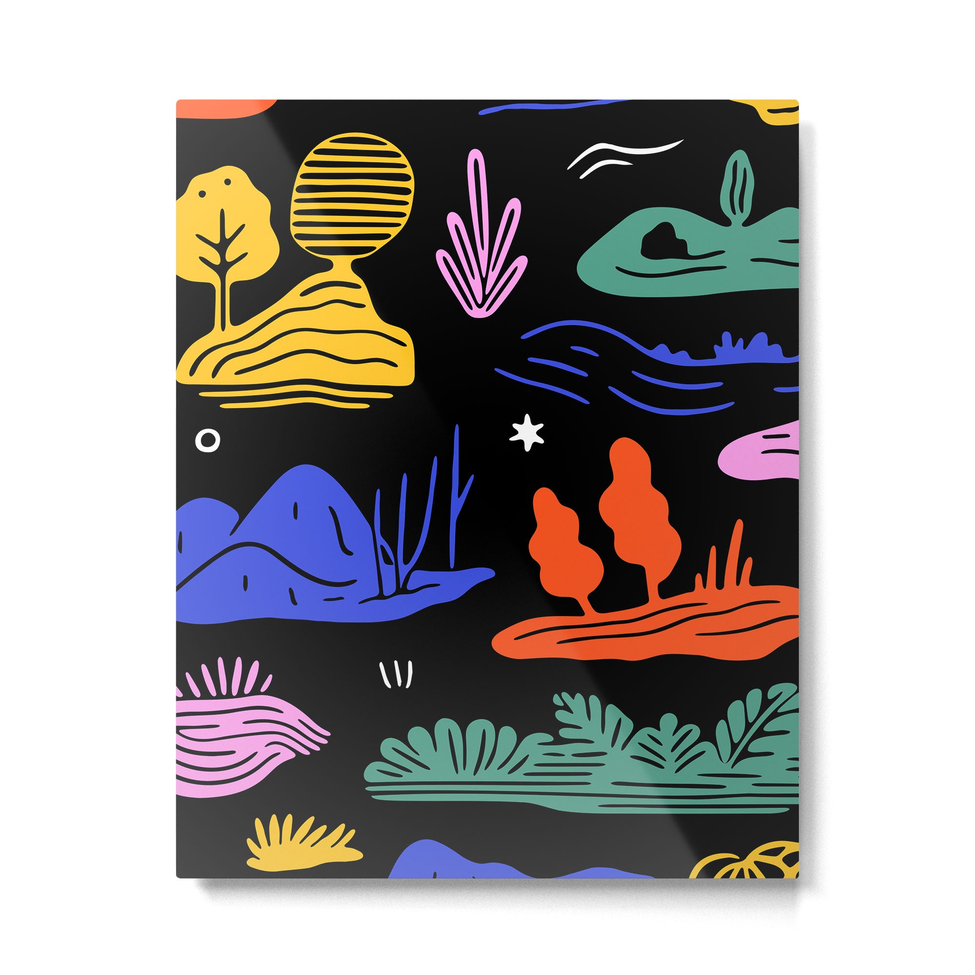 Colorful nature landscape doodle pattern Metal Print Gallery Image 6