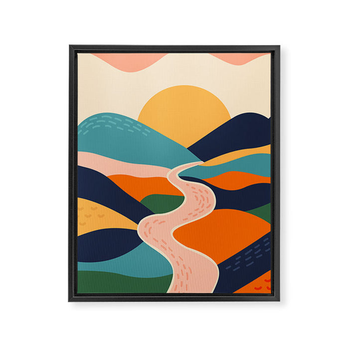 Colorful nature mountain landscape art Framed Canvas Print Gallery Image 1