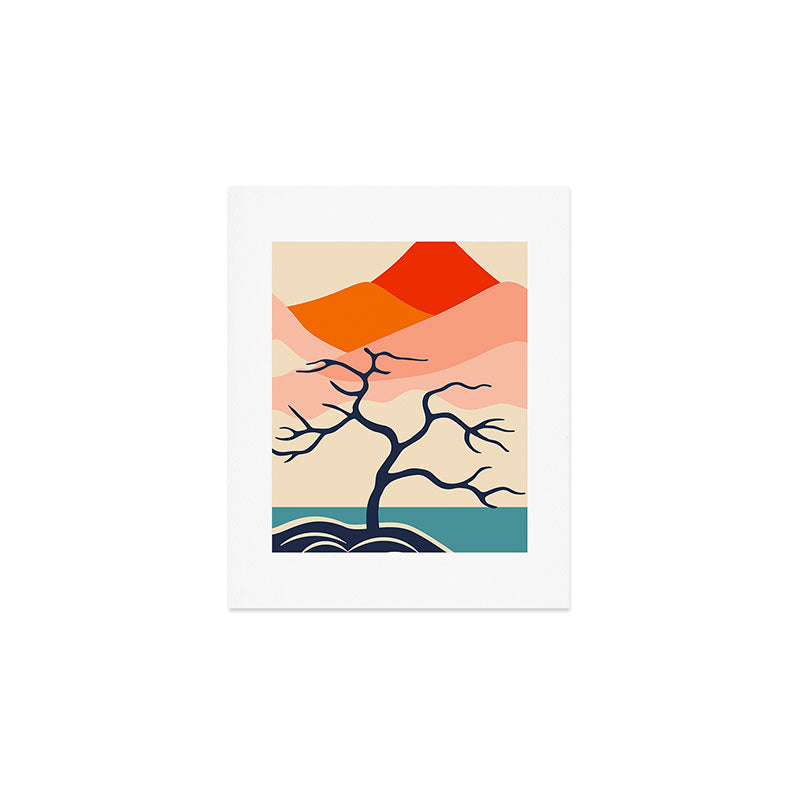 Colorful nature mountain tree landscape Art Print Gallery Image 1