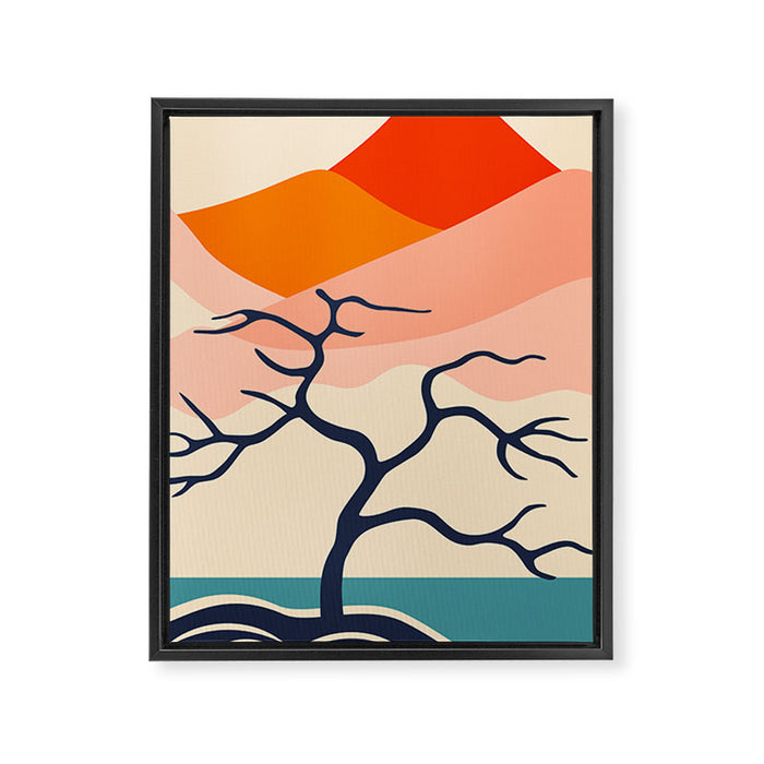Colorful nature mountain tree landscape Framed Canvas Print Gallery Image 1
