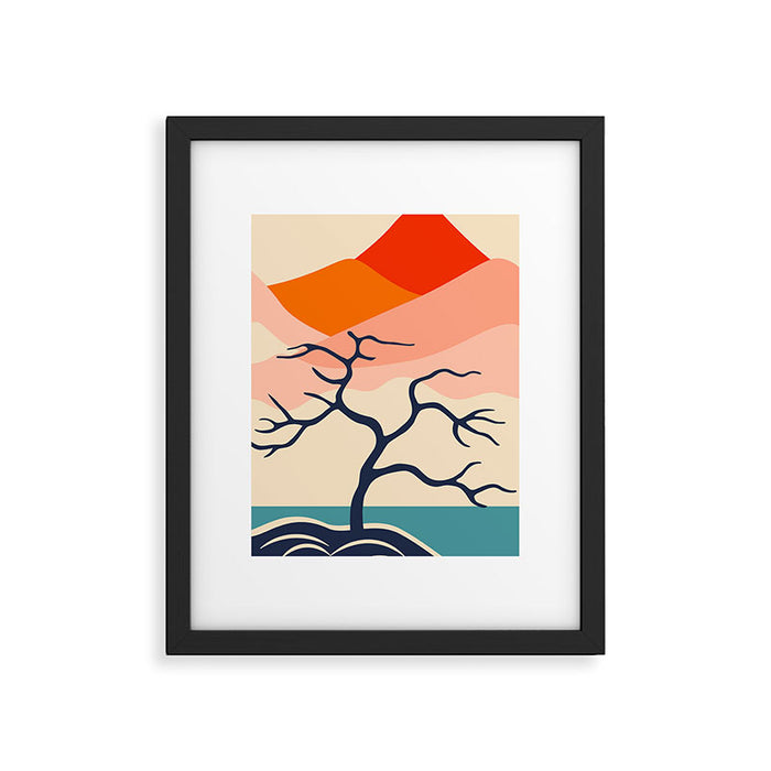 Colorful nature mountain tree landscape Framed Art Print Gallery Image 1