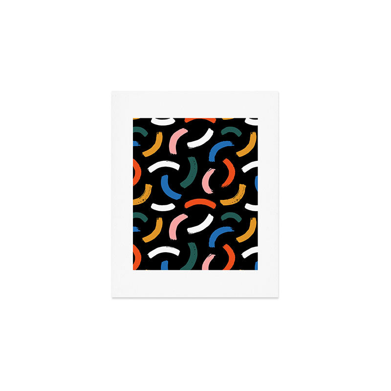 Colorful paint brush stroke line art pattern Art Print Gallery Image 1
