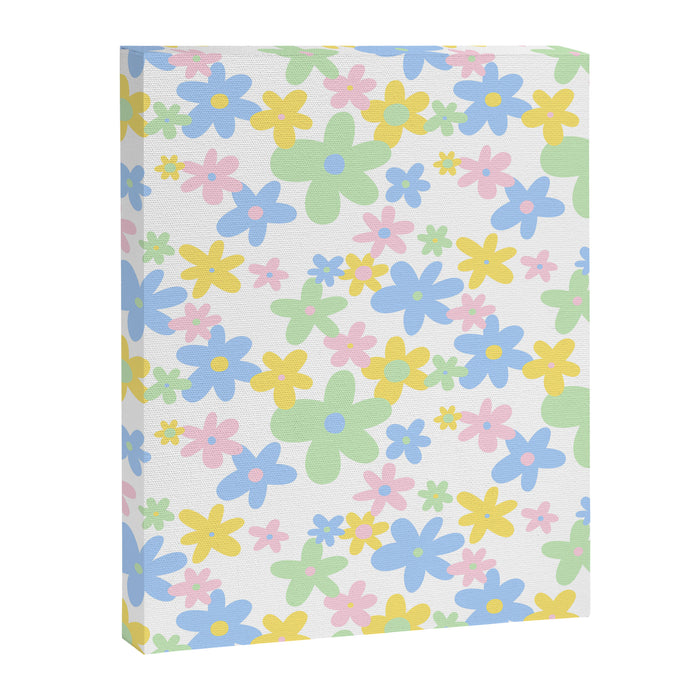 Colorful pastel flower art pattern Canvas Print Gallery Image 1