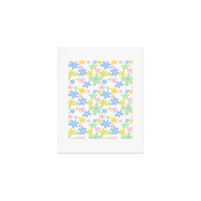 Colorful pastel flower art pattern Art Print Gallery Image 1