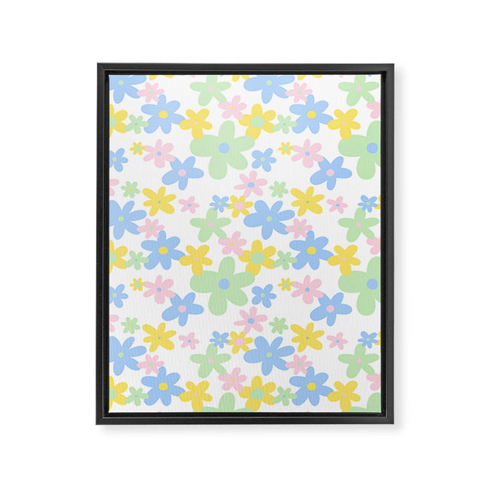 Colorful pastel flower art pattern Framed Canvas Print Gallery Image 1