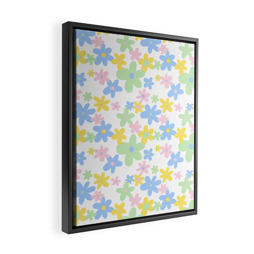 Colorful pastel flower art pattern Framed Canvas Print Gallery Image 2