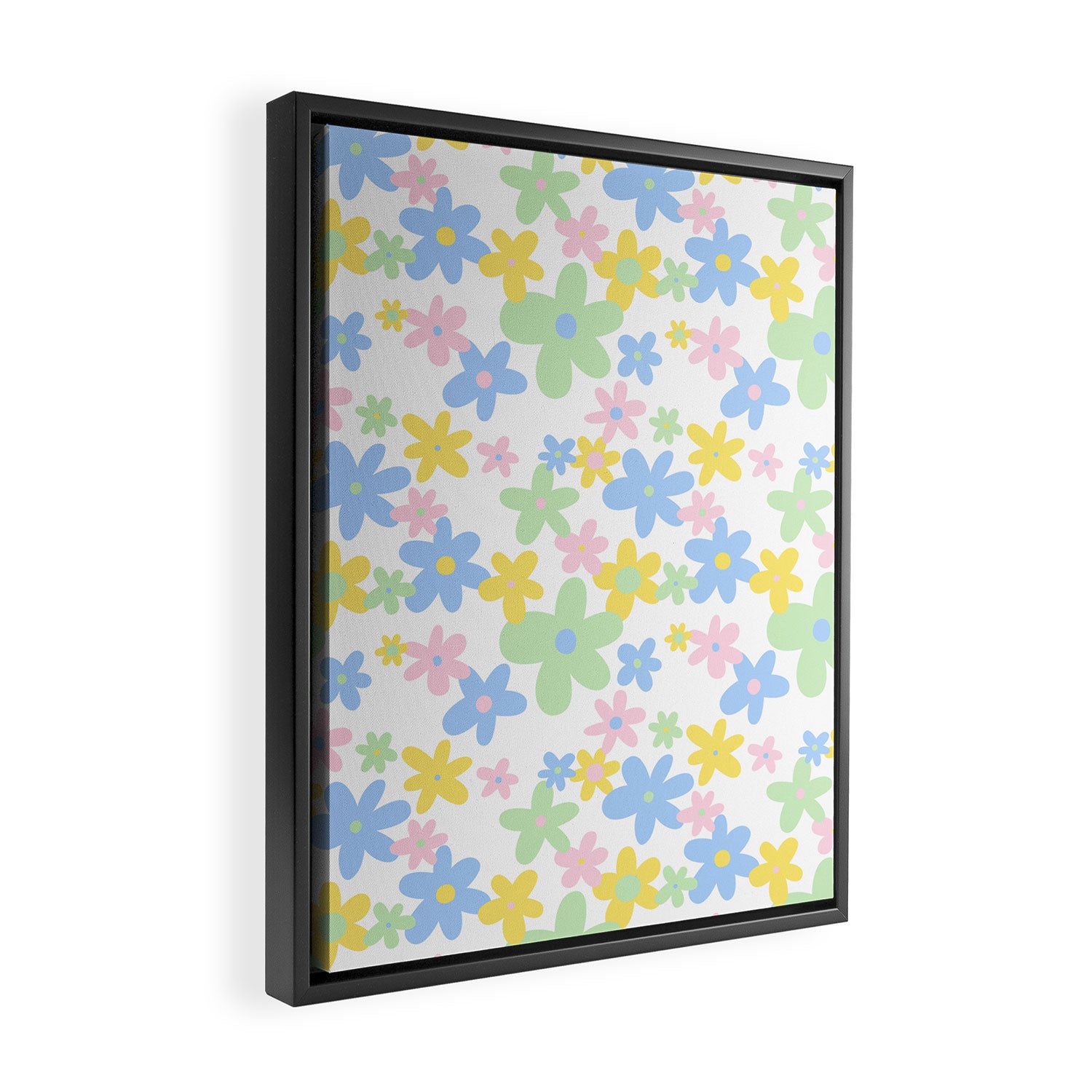 Colorful pastel flower art pattern Framed Canvas Print Gallery Image 2