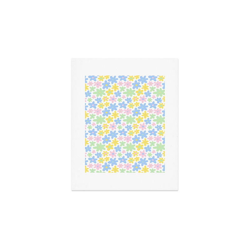 Colorful pastel flower art pattern Art Print Gallery Image 1