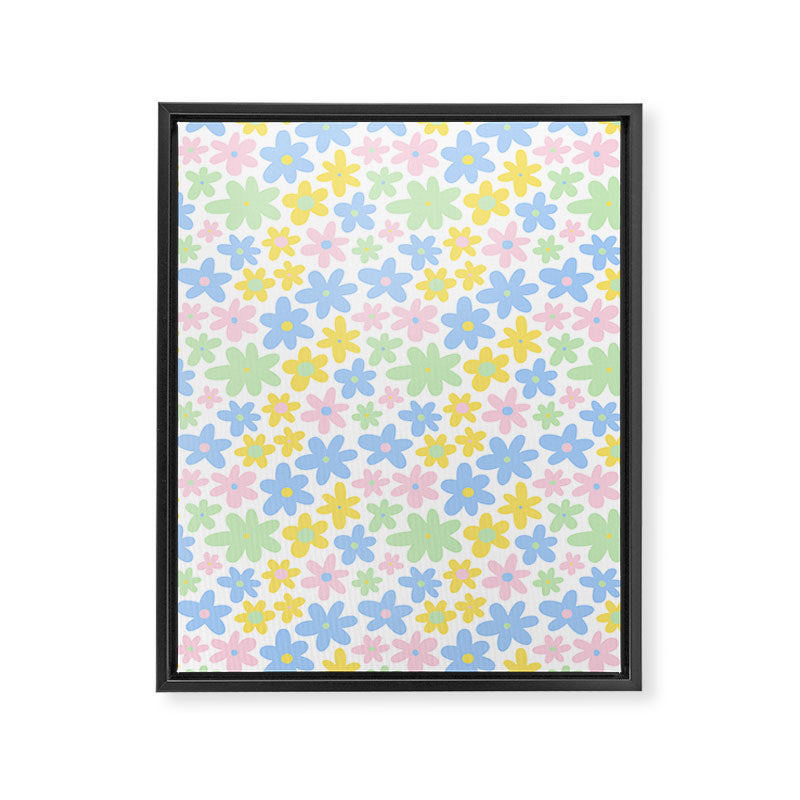 Colorful pastel flower art pattern Framed Canvas Print Gallery Image 8