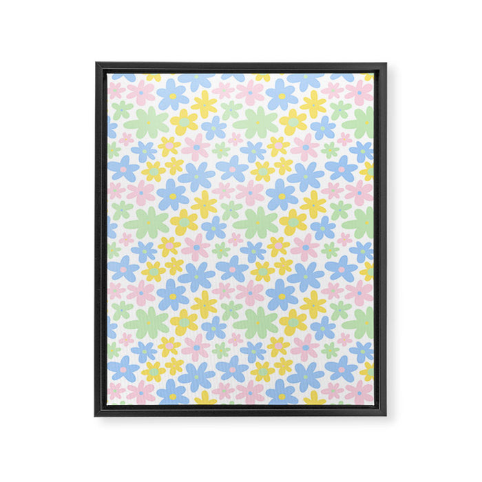 Colorful pastel flower art pattern Framed Canvas Print Gallery Image 1