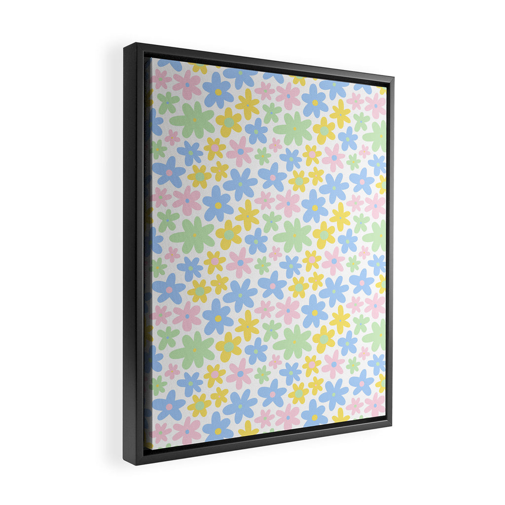 Colorful pastel flower art pattern Framed Canvas Print Gallery Image 2