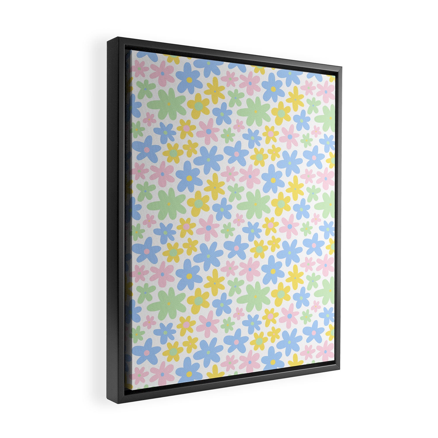 Colorful pastel flower art pattern Framed Canvas Print Gallery Image 2