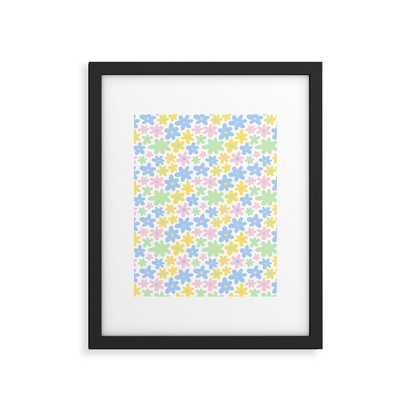 Colorful pastel flower art pattern Framed Art Print Gallery Image 6