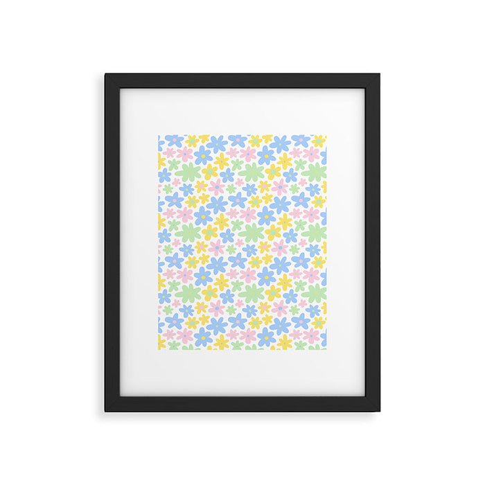Colorful pastel flower art pattern Framed Art Print Gallery Image 1