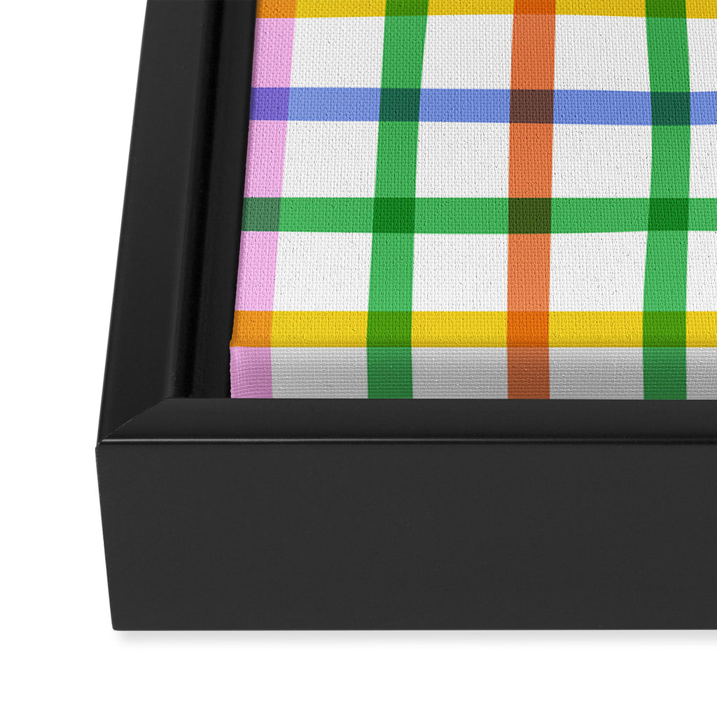 Colorful plaid line grid pattern Framed Canvas Print Gallery Image 3