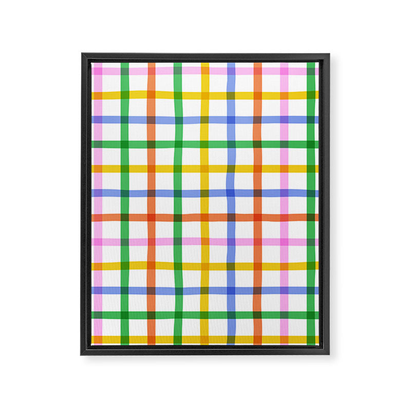 Colorful plaid line grid pattern Framed Canvas Print Gallery Image 8