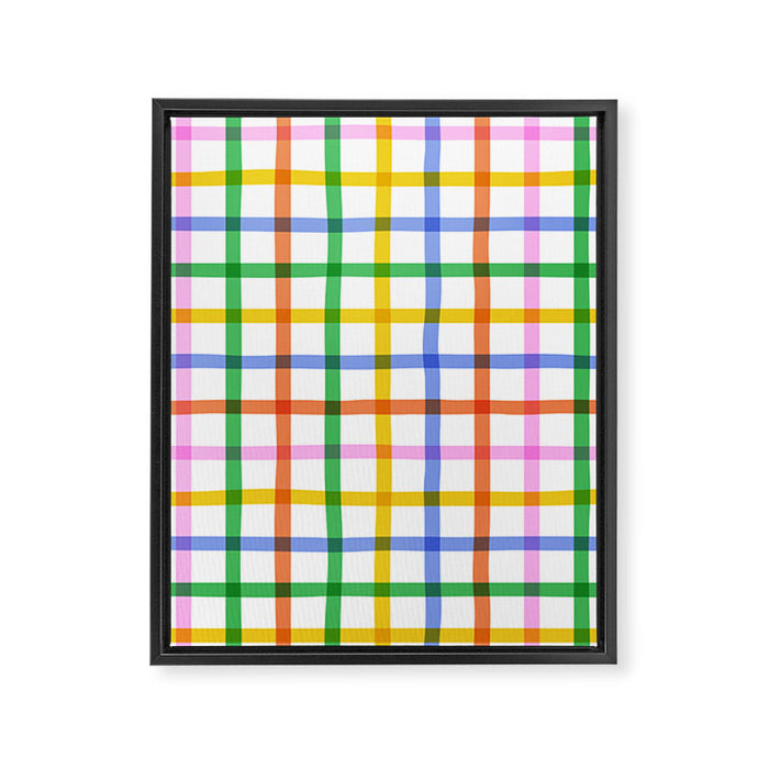Colorful plaid line grid pattern Framed Canvas Print Gallery Image 1