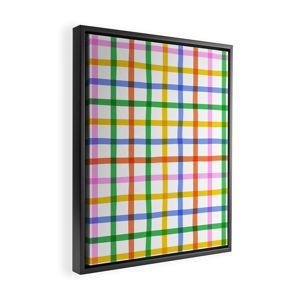 Colorful plaid line grid pattern Framed Canvas Print Gallery Image 2