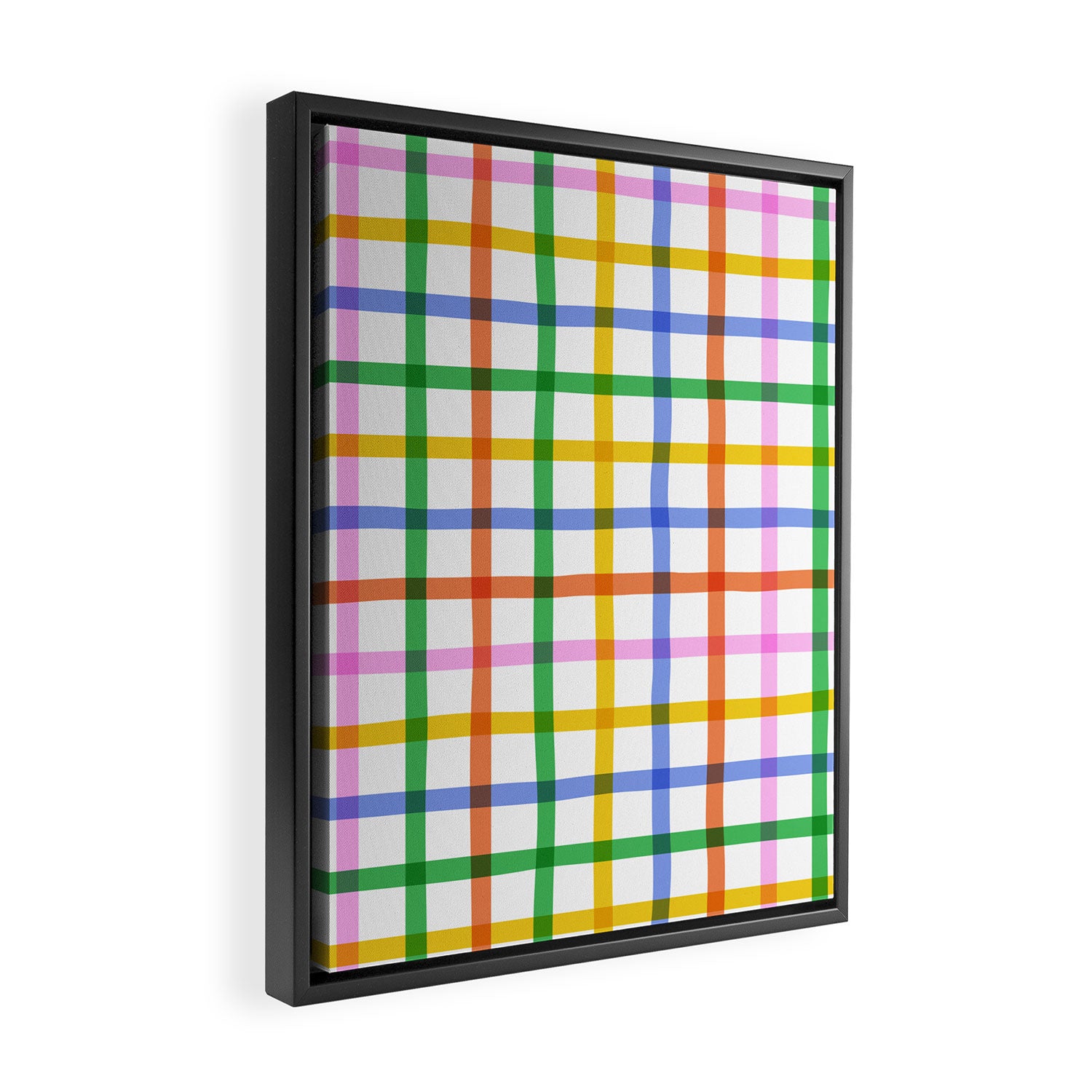 Colorful plaid line grid pattern Framed Canvas Print Gallery Image 2