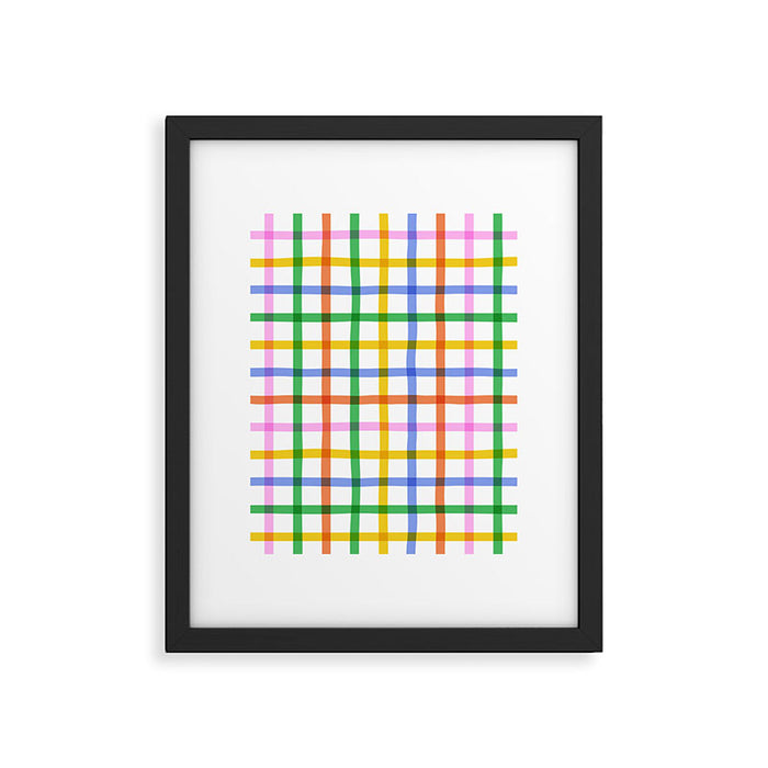 Colorful plaid line grid pattern Framed Art Print Gallery Image 1