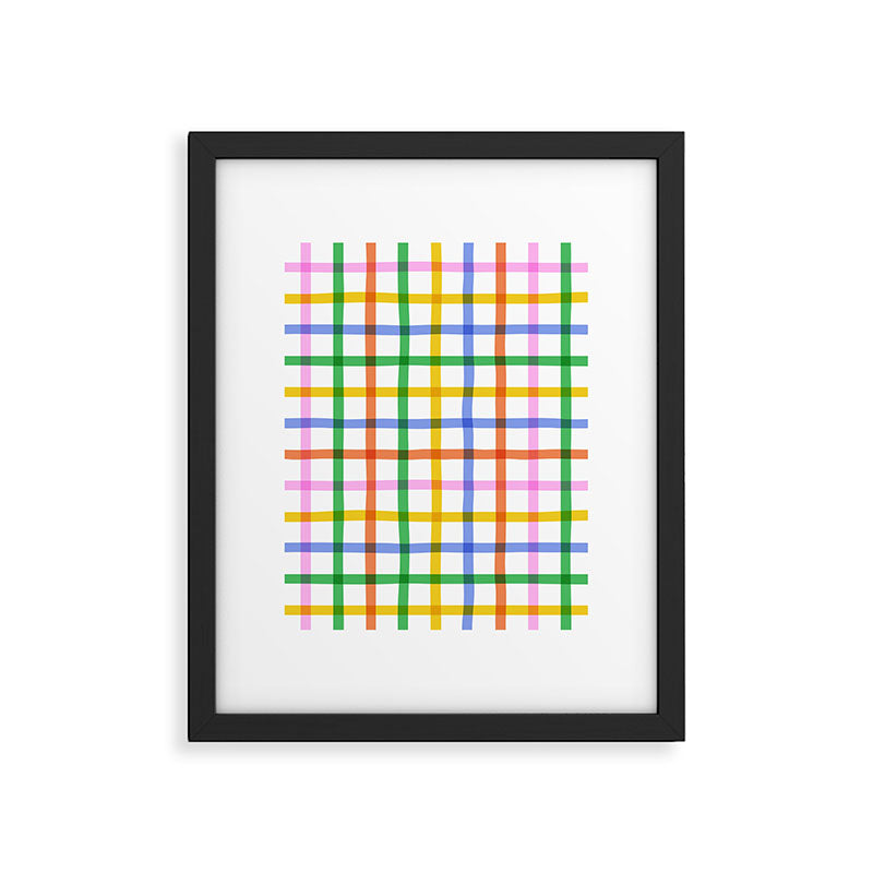 Colorful plaid line grid pattern Framed Art Print Gallery Image 6