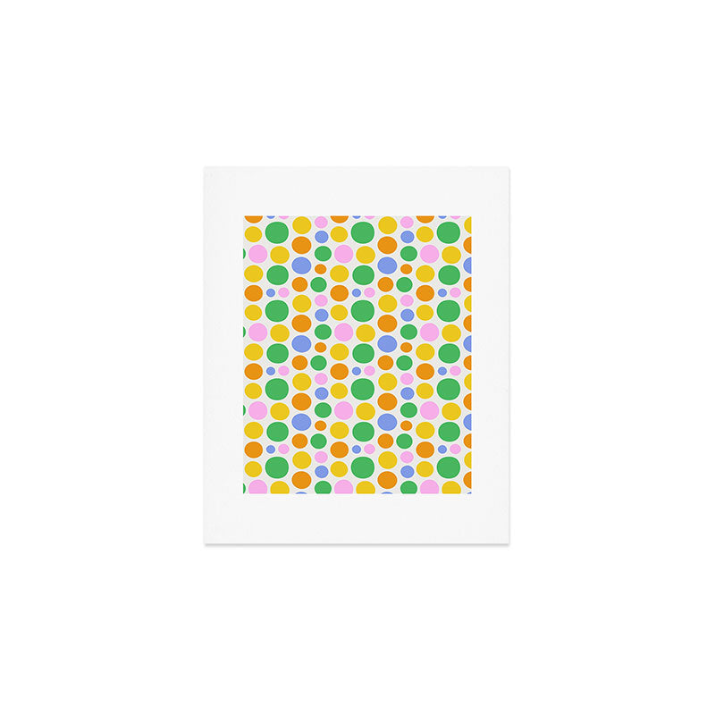 Colorful polka dot circle cartoon pattern Art Print Gallery Image 1