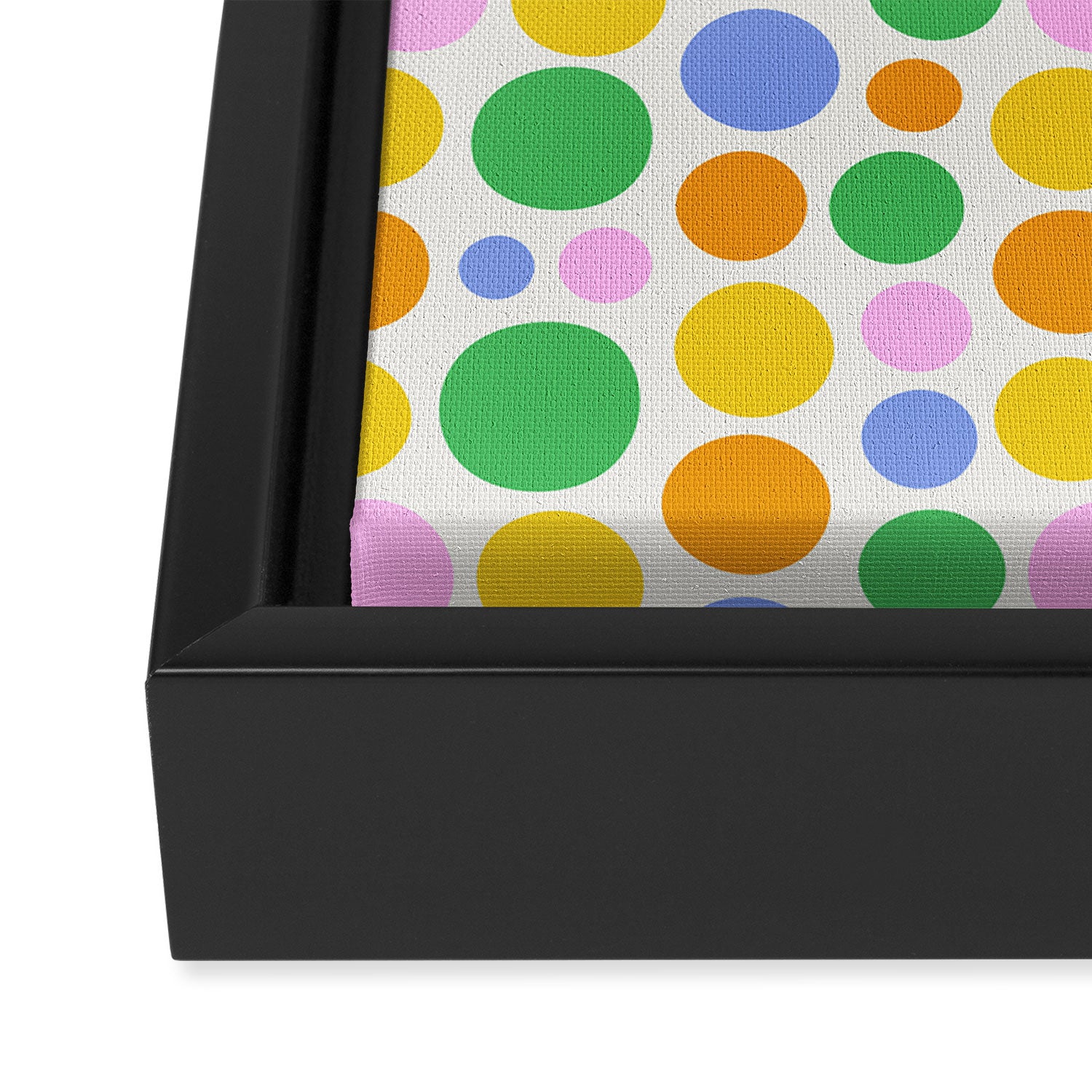 Colorful polka dot circle cartoon pattern Framed Canvas Print Gallery Image 3