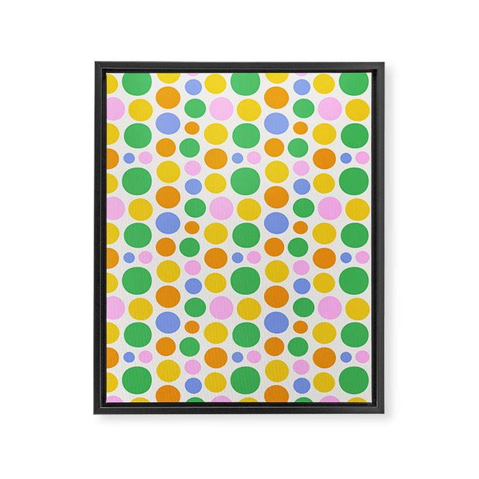 Colorful polka dot circle cartoon pattern Framed Canvas Print Gallery Image 1