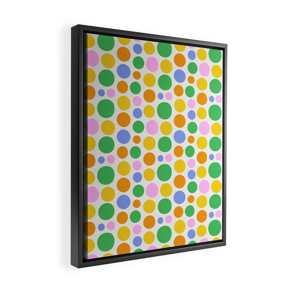 Colorful polka dot circle cartoon pattern Framed Canvas Print Gallery Image 2