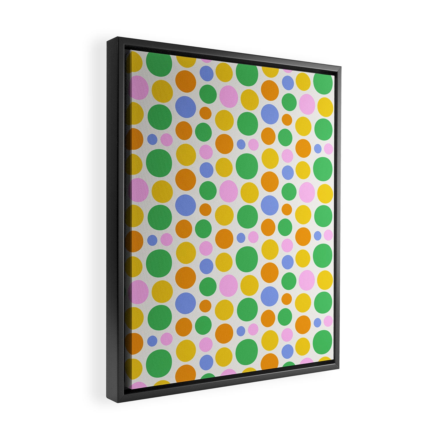 Colorful polka dot circle cartoon pattern Framed Canvas Print Gallery Image 2