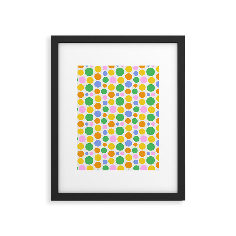 Colorful polka dot circle cartoon pattern Framed Art Print Gallery Image 6