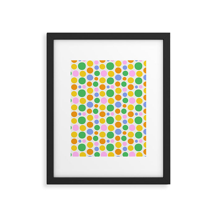 Colorful polka dot circle cartoon pattern Framed Art Print Gallery Image 1