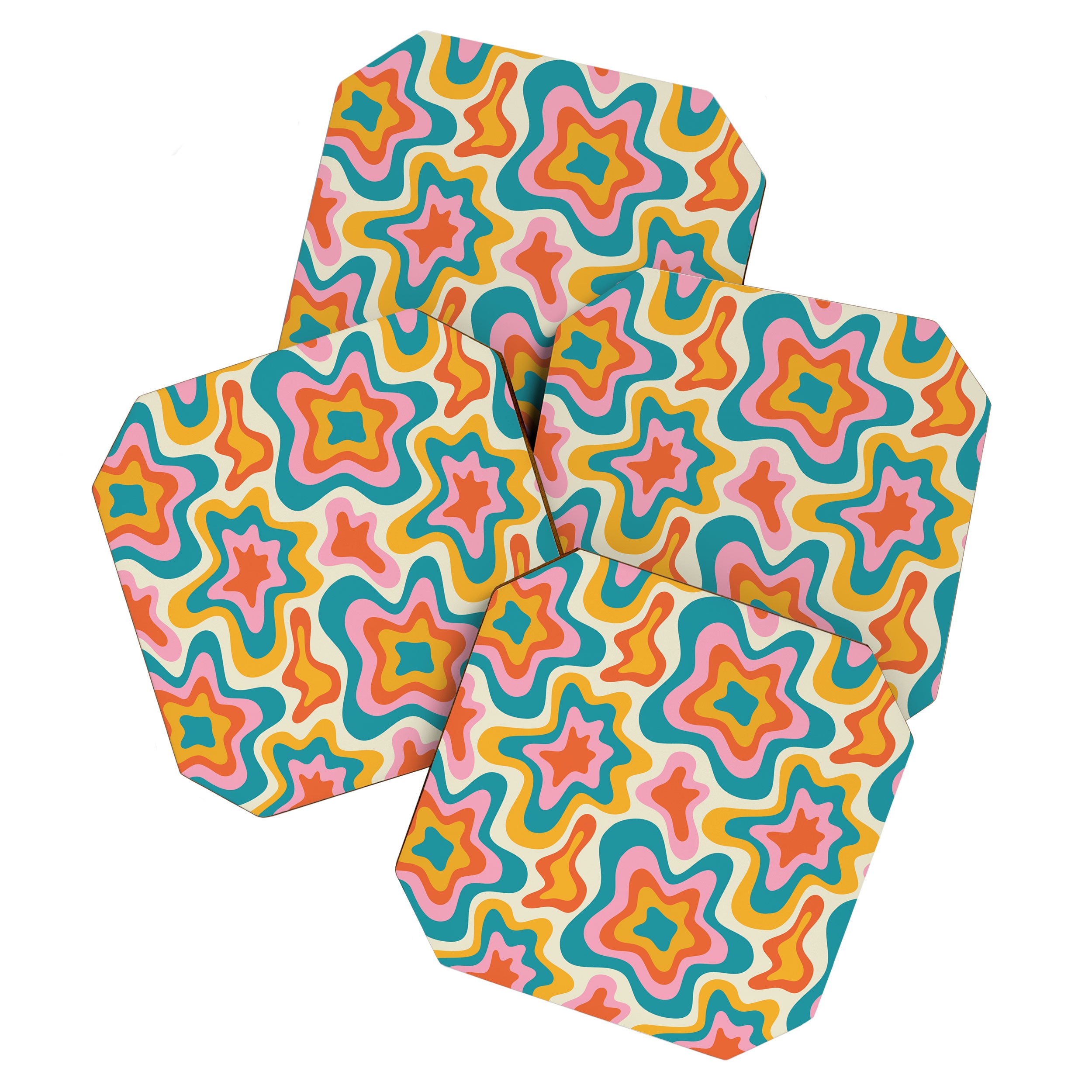 Colorful psychedelic hippie tie dye art pattern Coaster Gallery Image 1