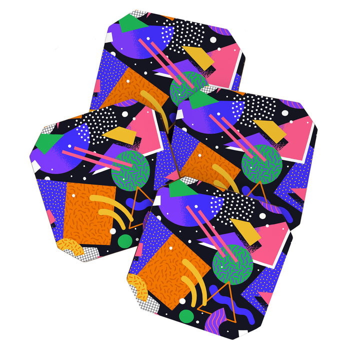 Colorful retro 90s abstract memphis shape pattern Coaster Gallery Image 1