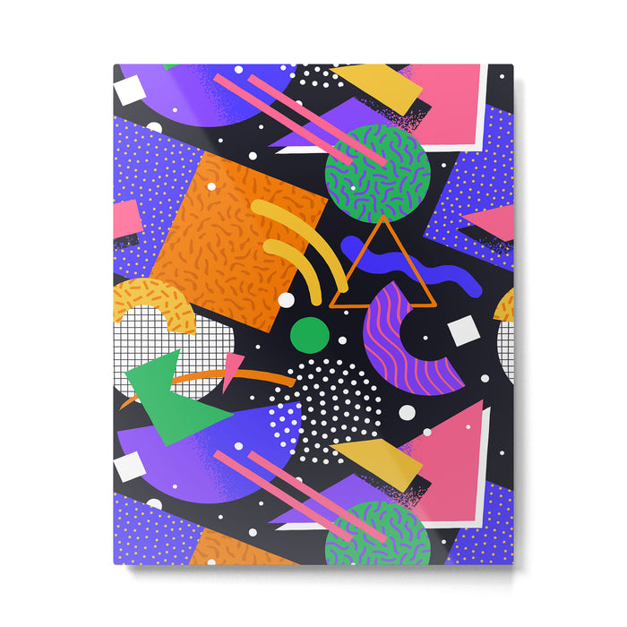 Colorful retro 90s abstract memphis shape pattern Metal Print Gallery Image 1