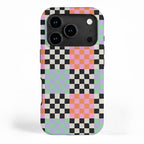 Colorful retro checkered patchwork pattern iPhone Case Gallery Image 1